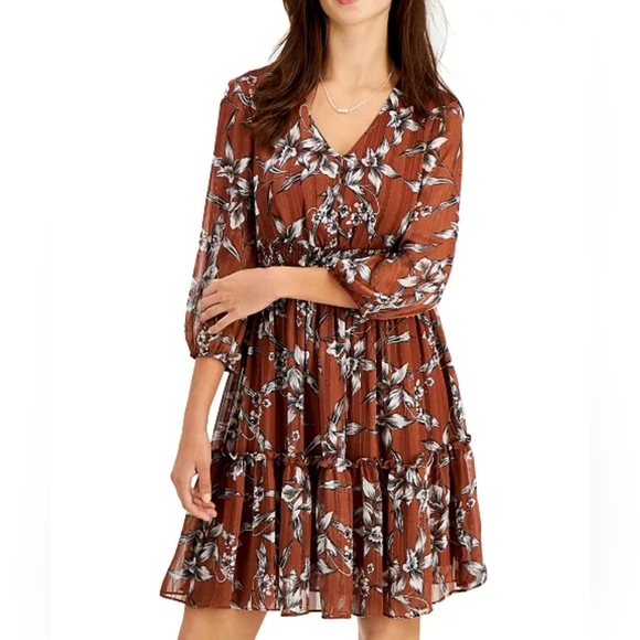 Taylor Floral-Print Fit & Flare Dress - Picture 10 of 10